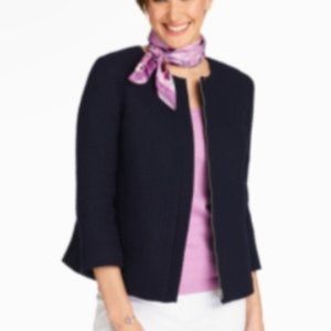 Talbots zip textured swing jacket navy L